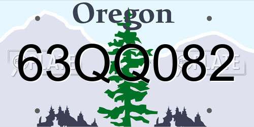 63QQ082 Oregon License Plate