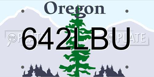 642LBU Oregon License Plate