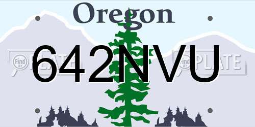 642NVU Oregon License Plate