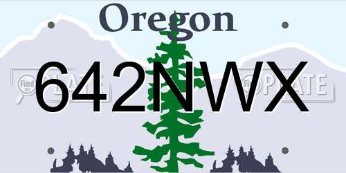642NWX Oregon License Plate