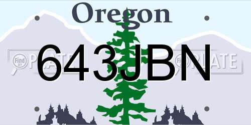 643JBN Oregon License Plate