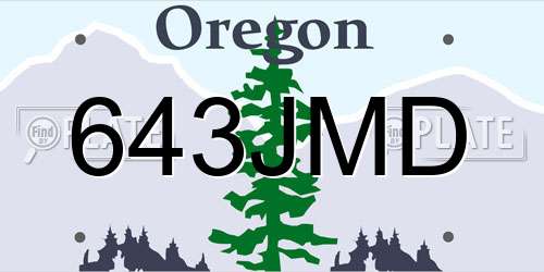 643JMD Oregon License Plate