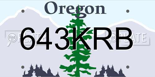 643KRB Oregon License Plate