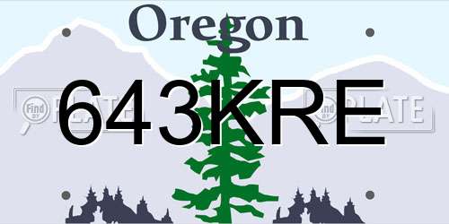 643KRE Oregon License Plate