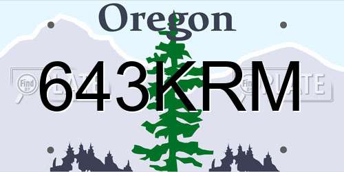 643KRM Oregon License Plate