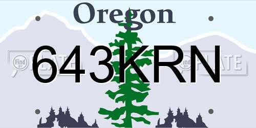 643KRN Oregon License Plate