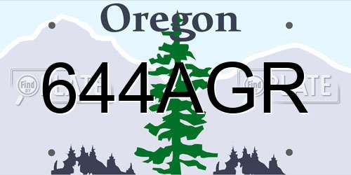 644AGR Oregon License Plate
