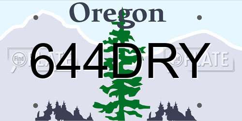 644DRY Oregon License Plate