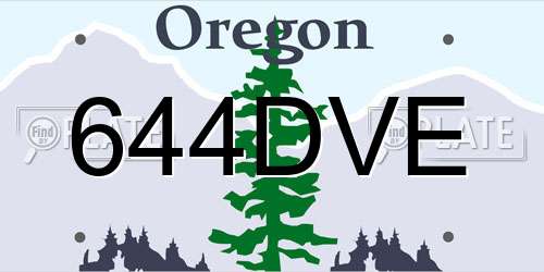 644DVE Oregon License Plate