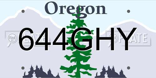 644GHY Oregon License Plate