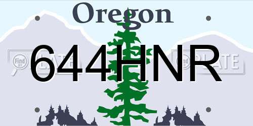 644HNR Oregon License Plate
