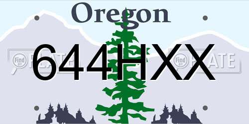 644HXX Oregon License Plate