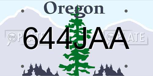 644JAA Oregon License Plate