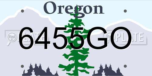 6455GO Oregon License Plate