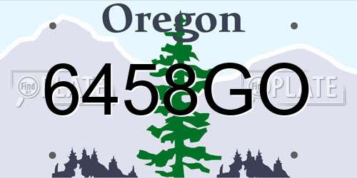 6458GO Oregon License Plate