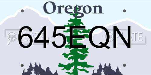 645EQN Oregon License Plate