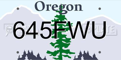 645FWU Oregon License Plate
