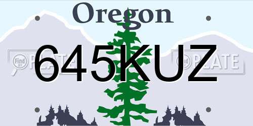 645KUZ Oregon License Plate
