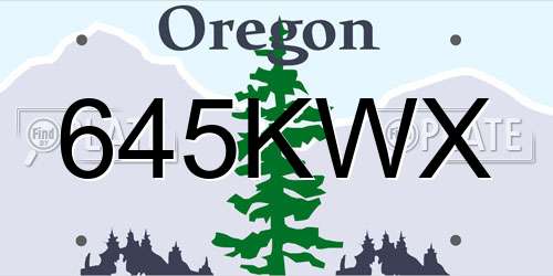 645KWX Oregon License Plate