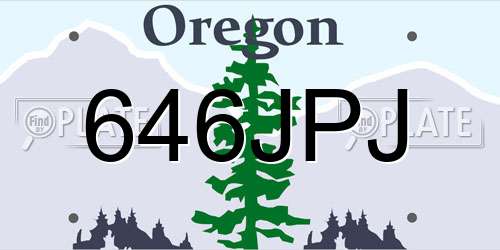 646JPJ Oregon License Plate