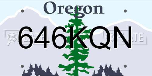 646KQN Oregon License Plate