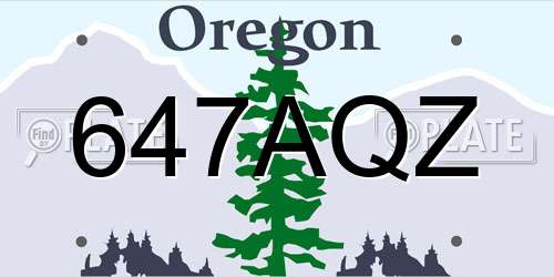 647AQZ Oregon License Plate