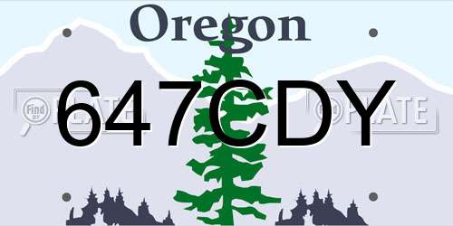 647CDY Oregon License Plate