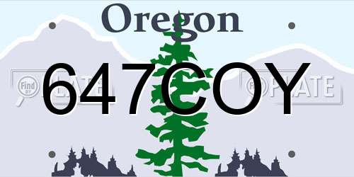 647COY Oregon License Plate