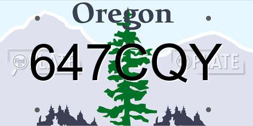 647CQY Oregon License Plate
