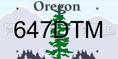 647DTM Oregon License Plate