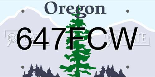 647FCW Oregon License Plate