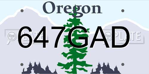 647GAD Oregon License Plate