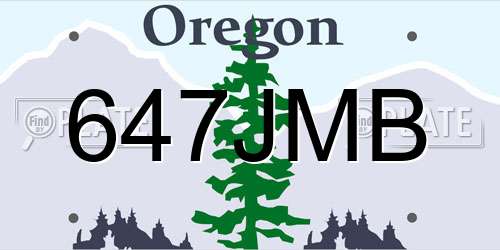 647JMB Oregon License Plate