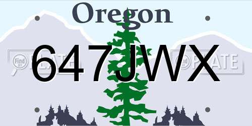 647JWX Oregon License Plate