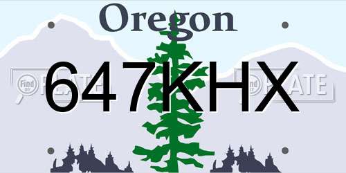 647KHX Oregon License Plate
