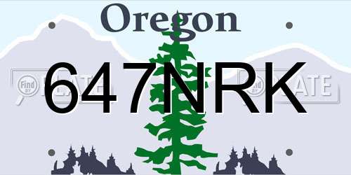 647NRK Oregon License Plate