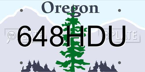 648HDU Oregon License Plate