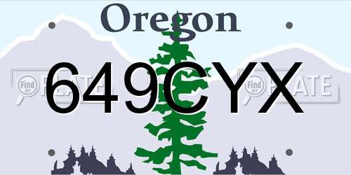 649CYX Oregon License Plate