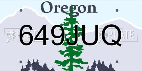 649JUQ Oregon License Plate
