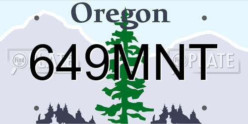 649MNT Oregon License Plate
