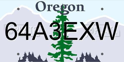 64A3EXW Oregon License Plate