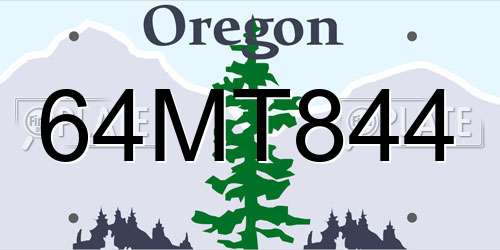64MT844 Oregon License Plate