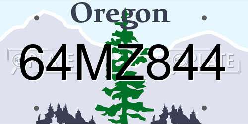 64MZ844 Oregon License Plate