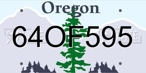 64OF595 Oregon License Plate