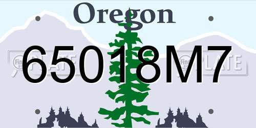 65018M7 Oregon License Plate