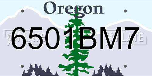 6501BM7 Oregon License Plate