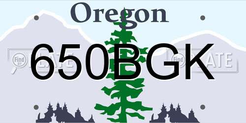 650BGK Oregon License Plate