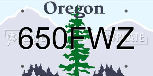 650FWZ Oregon License Plate