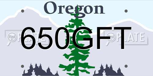 650GFT Oregon License Plate