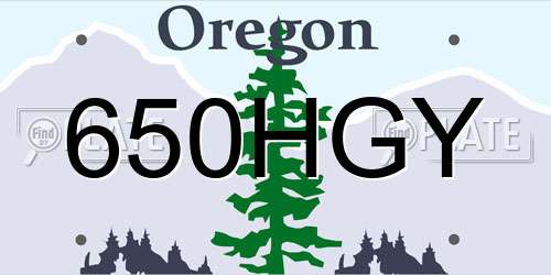 650HGY Oregon License Plate